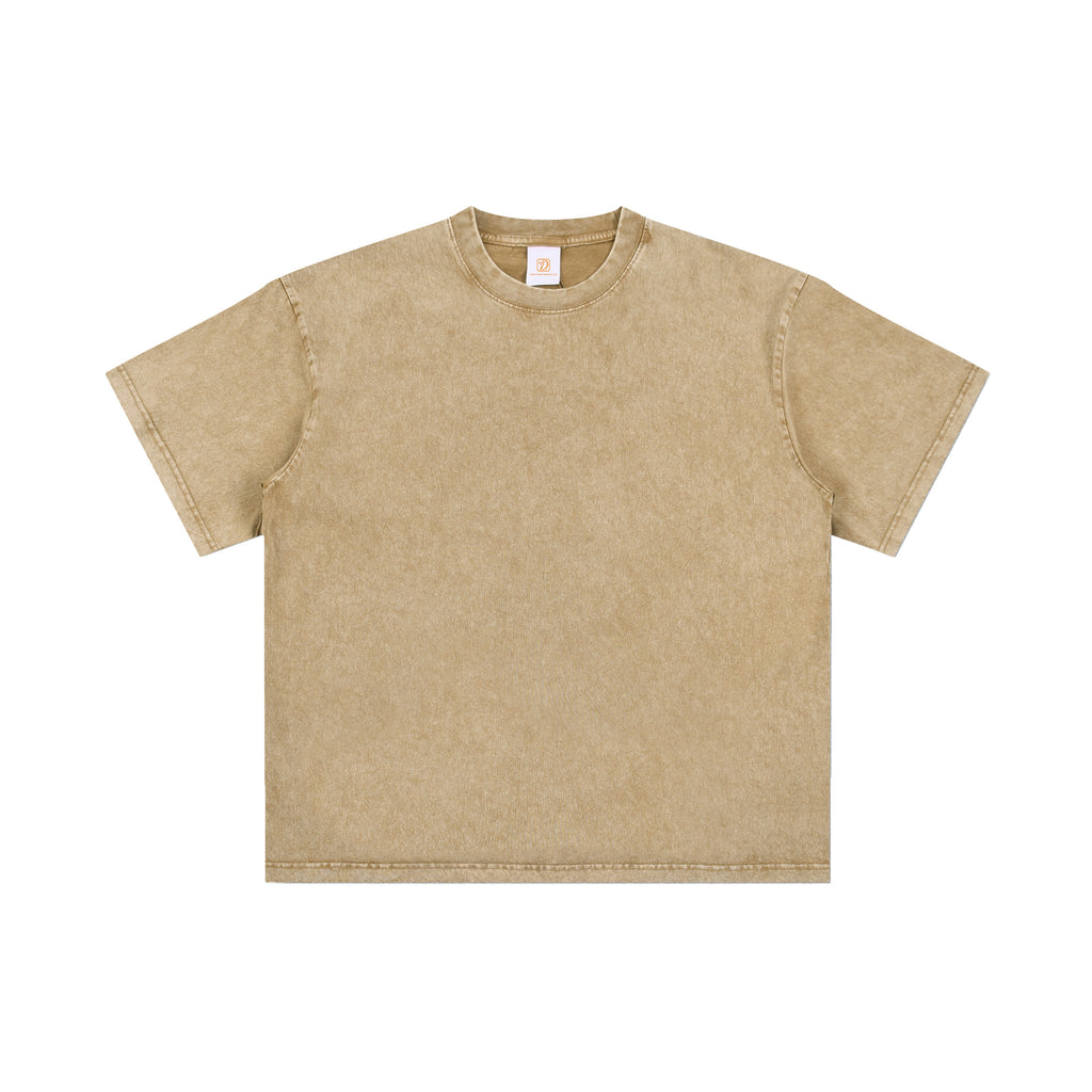 Custom T-shirt 100% Cotton Heavyweight Vintage Streetwear Wax Printing Fashion High Quality Acid Wash Short Sleeve T-shirt