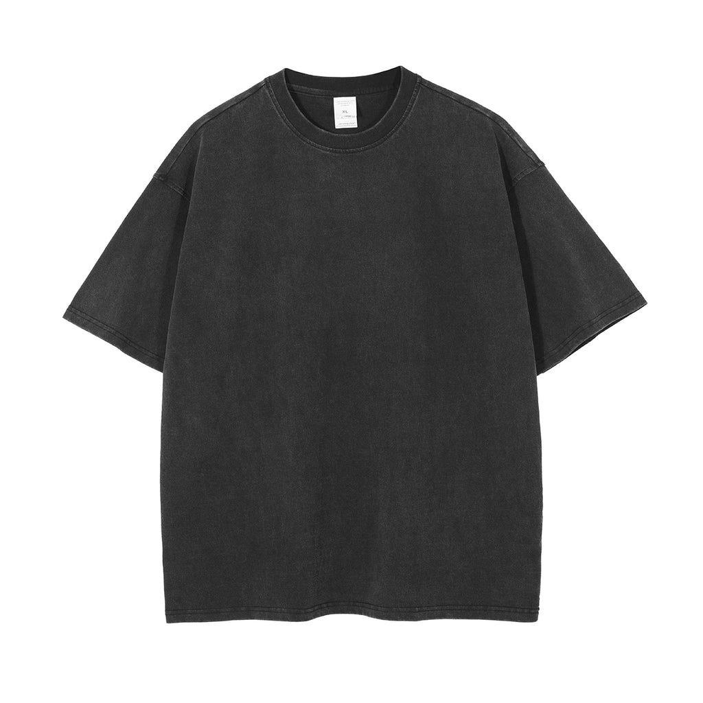 Streetwear 2026 Summer New Design T-shirts Custom Puff Printing High Quality Acid Wash Loose Vintage Wholesale Men's T-shirt