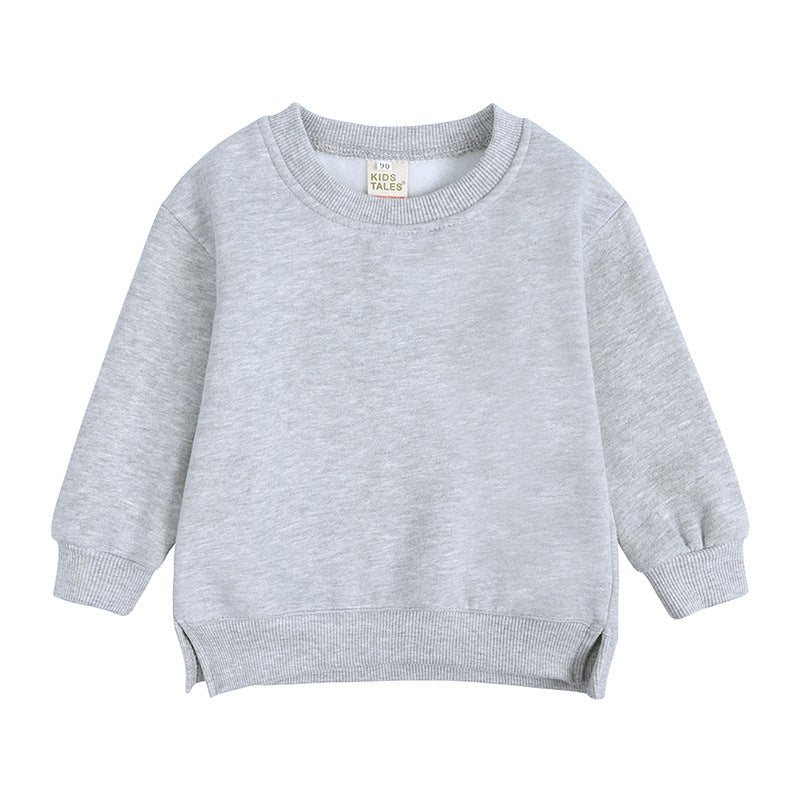 High Quality Baby Pure Color Fleece Round Neck Hoodie Coat Heavyweight Blank Pullover Sublimation Screen Printed Winter Hoodie