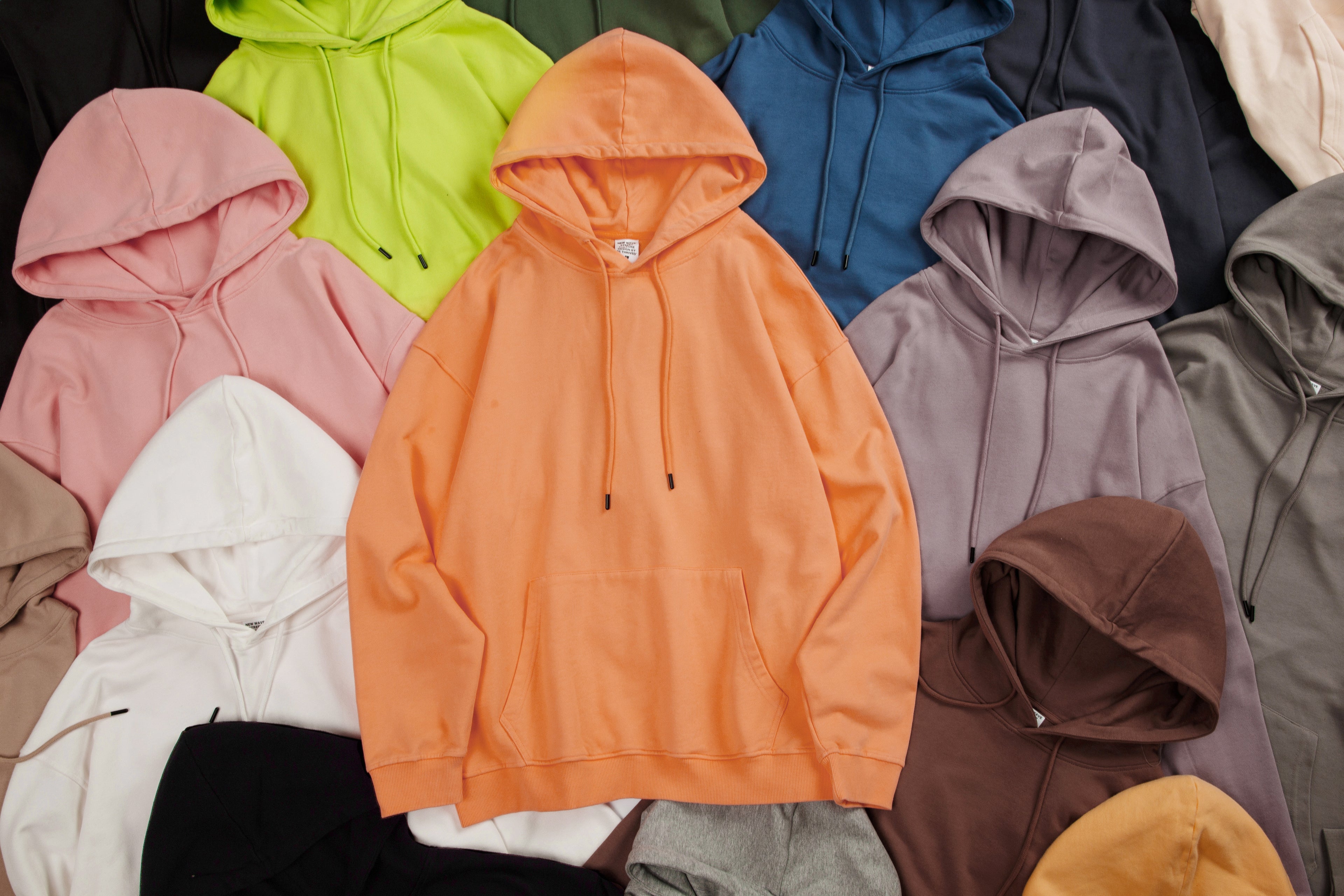 100% Cotton Oversized Multicolored Terry Custom logo Heavyweight Pure Color Drop Shoulder Winter Thick Hoodies