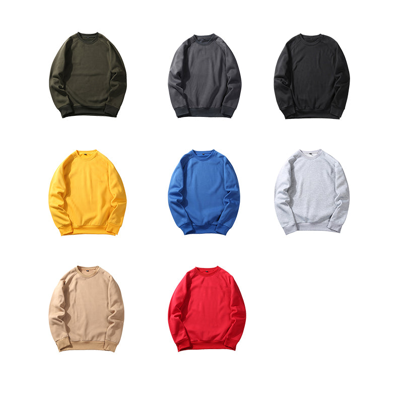 Loose Heavyweight 100% Polyester Round Neck Pure Color Fleece Streetwear High Quality Blank Pullover Custom Patchwork Hoodie