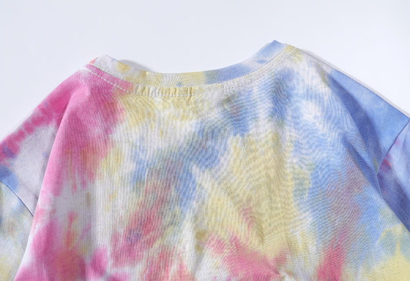 Loose Custom Logo Tie Dye Printed Pattern T-Shirts Streetwear High Quality Round Neck OEM Cheap Fashion T-Shirts for Summer