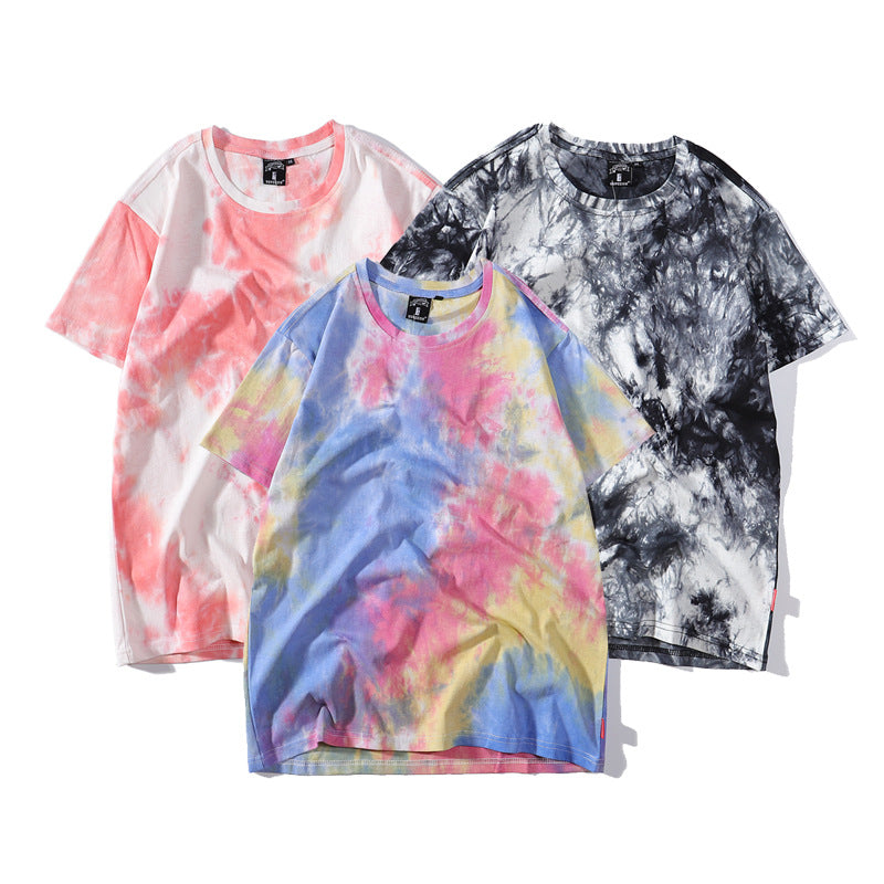 Loose Custom Logo Tie Dye Printed Pattern T-Shirts Streetwear High Quality Round Neck OEM Cheap Fashion T-Shirts for Summer
