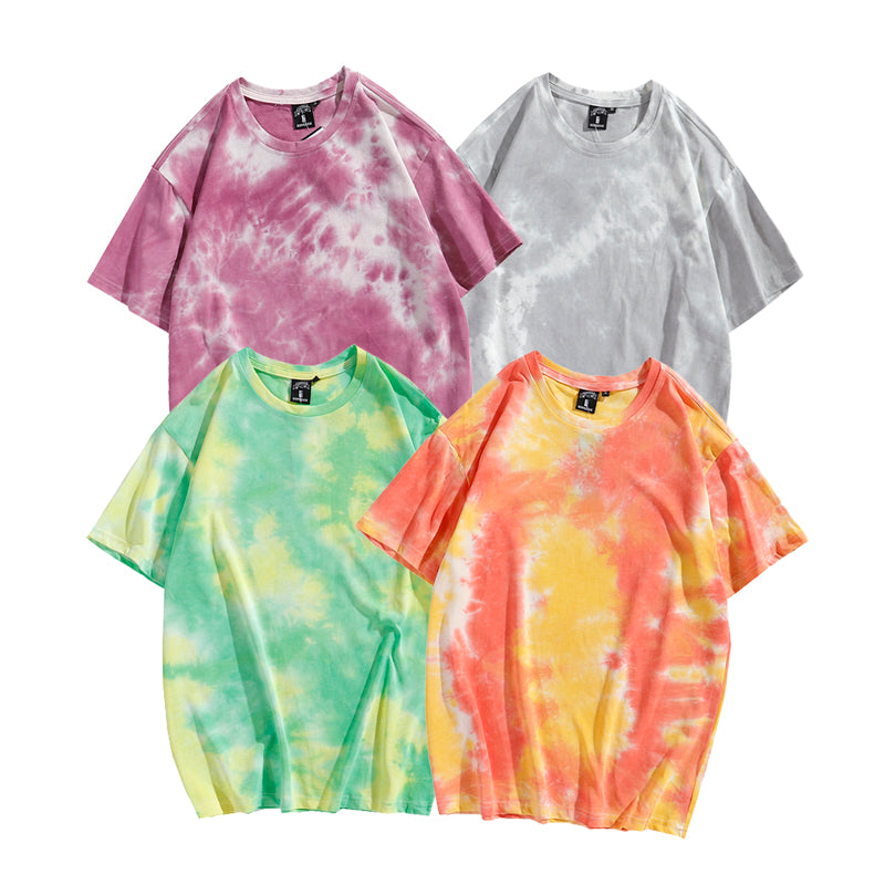Loose Custom Logo Tie Dye Printed Pattern T-Shirts Streetwear High Quality Round Neck OEM Cheap Fashion T-Shirts for Summer