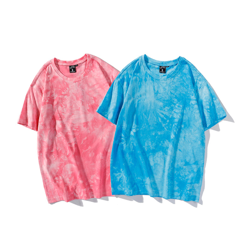 Loose Custom Logo Tie Dye Printed Pattern T-Shirts Streetwear High Quality Round Neck OEM Cheap Fashion T-Shirts for Summer