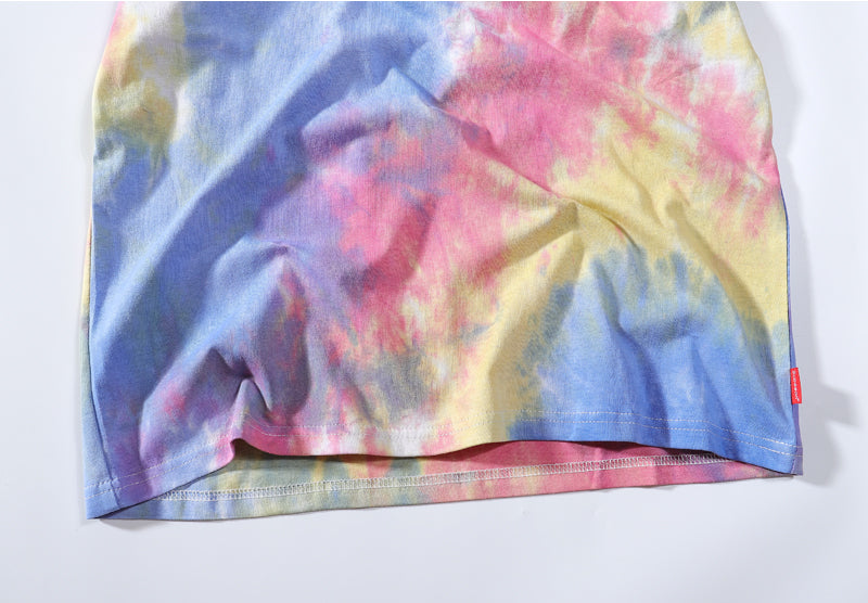Loose Custom Logo Tie Dye Printed Pattern T-Shirts Streetwear High Quality Round Neck OEM Cheap Fashion T-Shirts for Summer