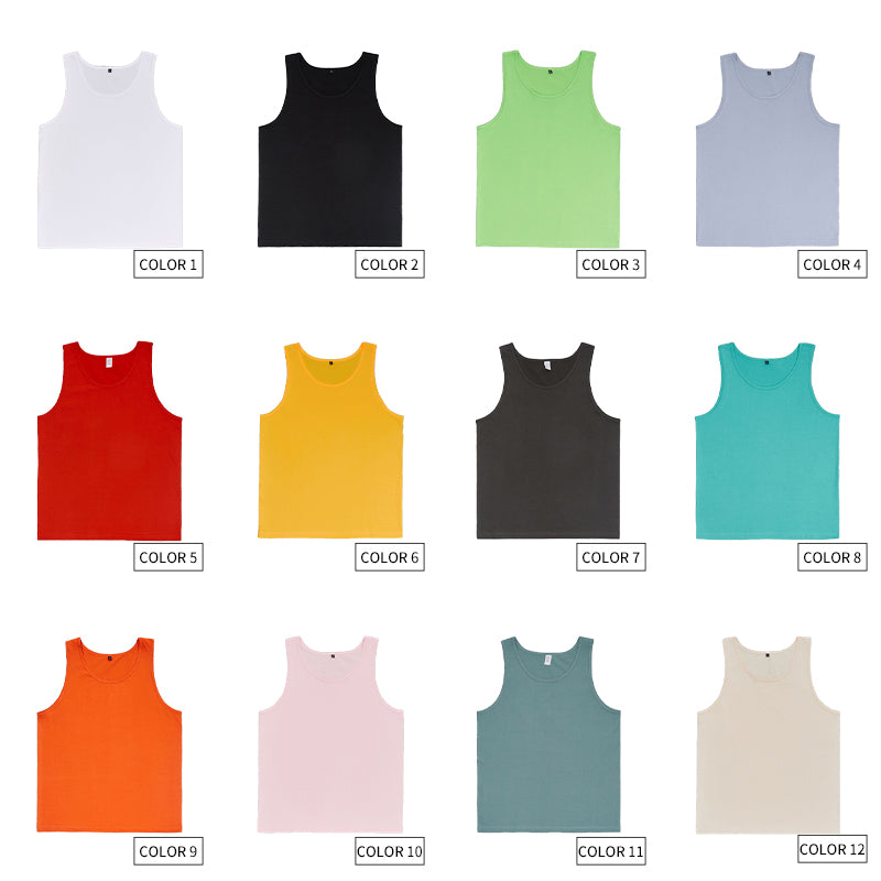 100% Cotton Pure Color Sleeveless Screen Print  Streetwear Fashion Blanks High Quality Heat Transfers for T-shirts