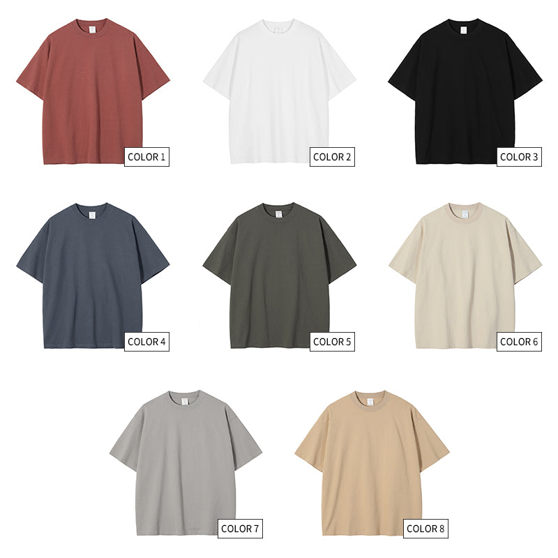 310G Heavyweight Washed Sublimation Loose 100% Cotton Streetwear Pure Color High Quality Screen Print Short Sleeve T-shirt