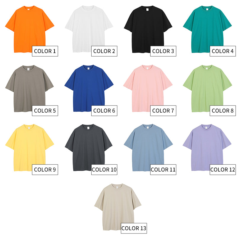 Custom Oversized Drop Shoulder Pure Color Heavy Cotton Streetwear Short Sleeve High Quality Round Neck Personalized T-shirt
