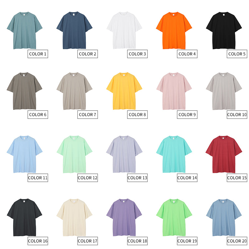 Drop Shoulder Loose High Quality Pure Color Short Sleeve Custom Heavyweight 100%Cotton Streetwear Screen Print Fashion T-shirts