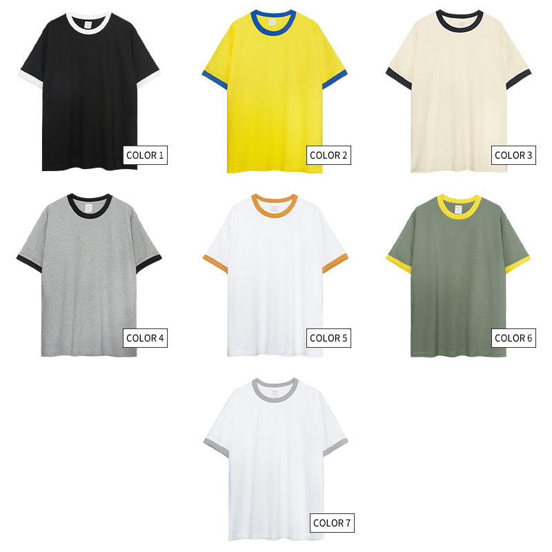 Customized t Shirts Wholesale 100% Cotton Streetwear Unisex High Quality Round Neck Contrast Color Patchwork Fashion T-shirt