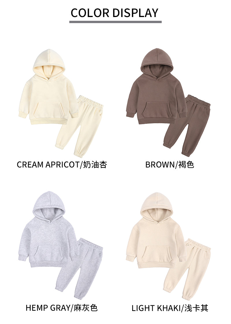 Children's Hoodie Blank High Quality Fleece Sport Heavyweight Sublimation Thick Screen Printed Winter Fashion Sweatpants and Hoodie Set