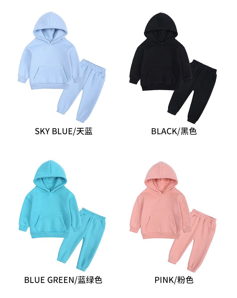 Children's Hoodie Blank High Quality Fleece Sport Heavyweight Sublimation Thick Screen Printed Winter Fashion Sweatpants and Hoodie Set