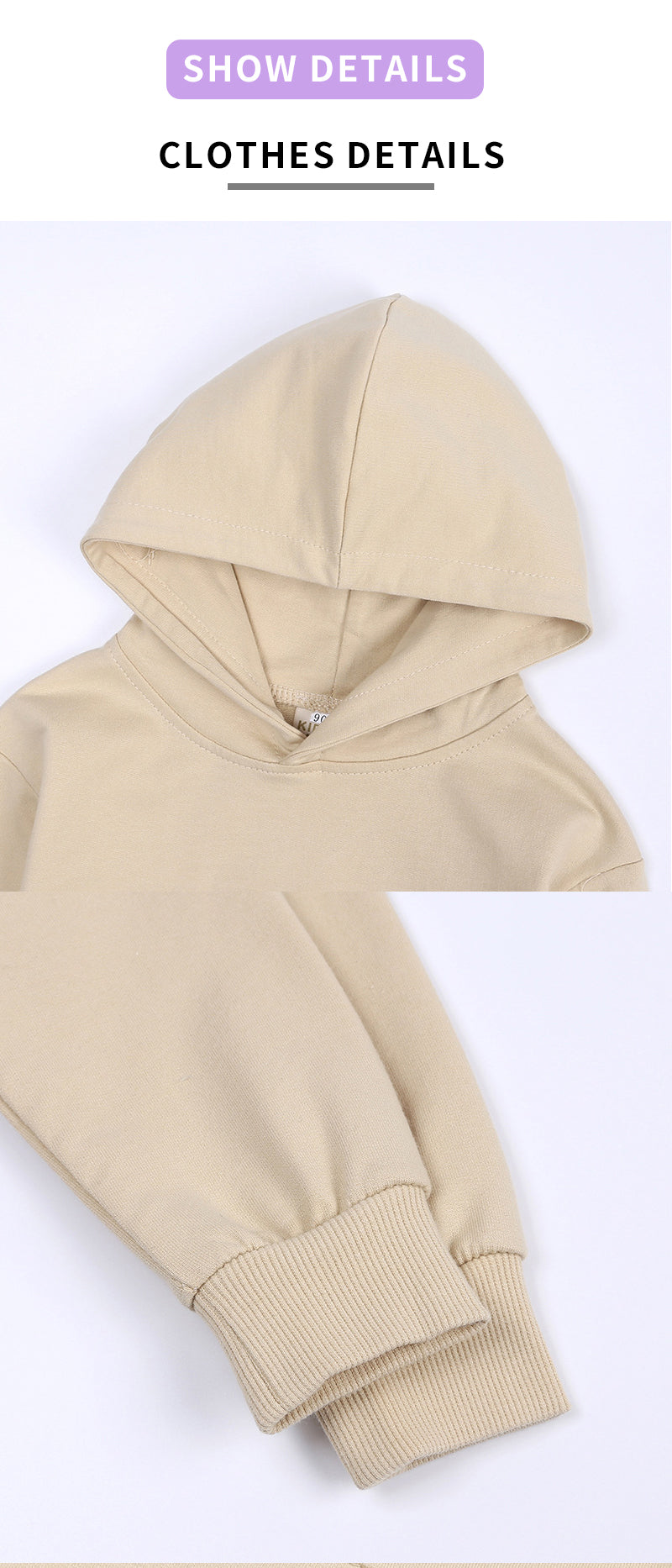 Customized Blanks Sweatpants and Hoodie Set High Quality Pure Color Drop Shoulder Streetwear Sport Heavyweight Children's Hoodie