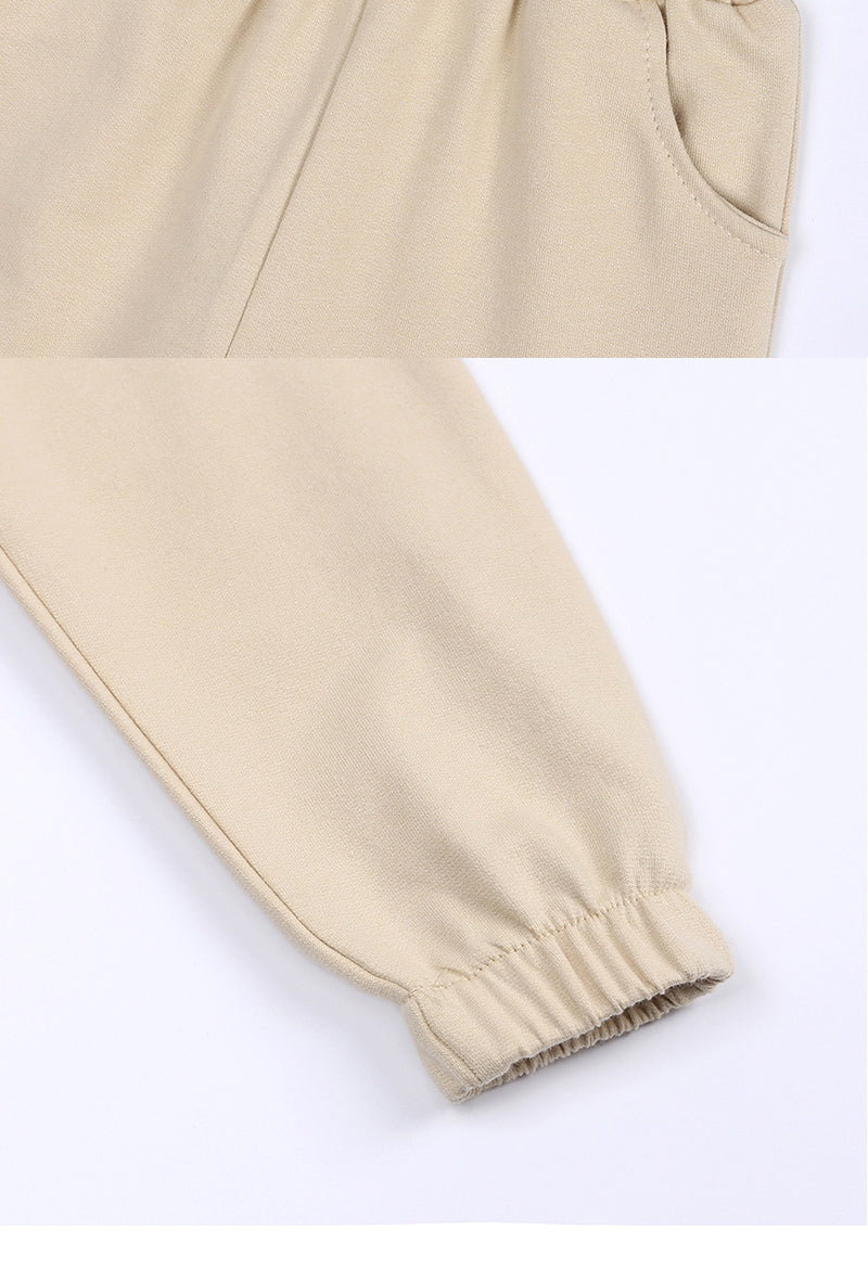 Customized Blanks Sweatpants and Hoodie Set High Quality Pure Color Drop Shoulder Streetwear Sport Heavyweight Children's Hoodie