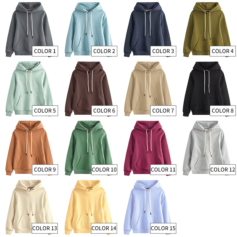 100% Cotton Multicolored Fleece Custom Streetwear Pure Color Hot Sell Drop Shoulder High Quality Wholesale Pullover Hoodies Men