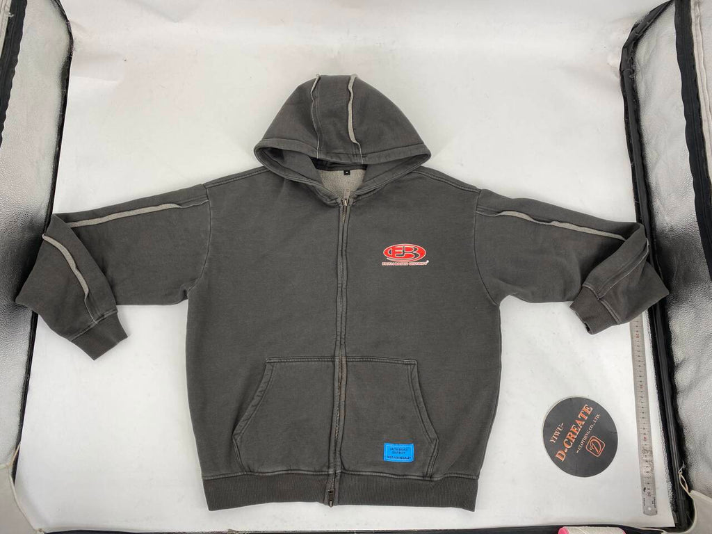 Custom Printed Reversible Stitch Pullover Sweatshirt French Terry Heavyweight Distressed Acid Wash  Washed Men Hoodie