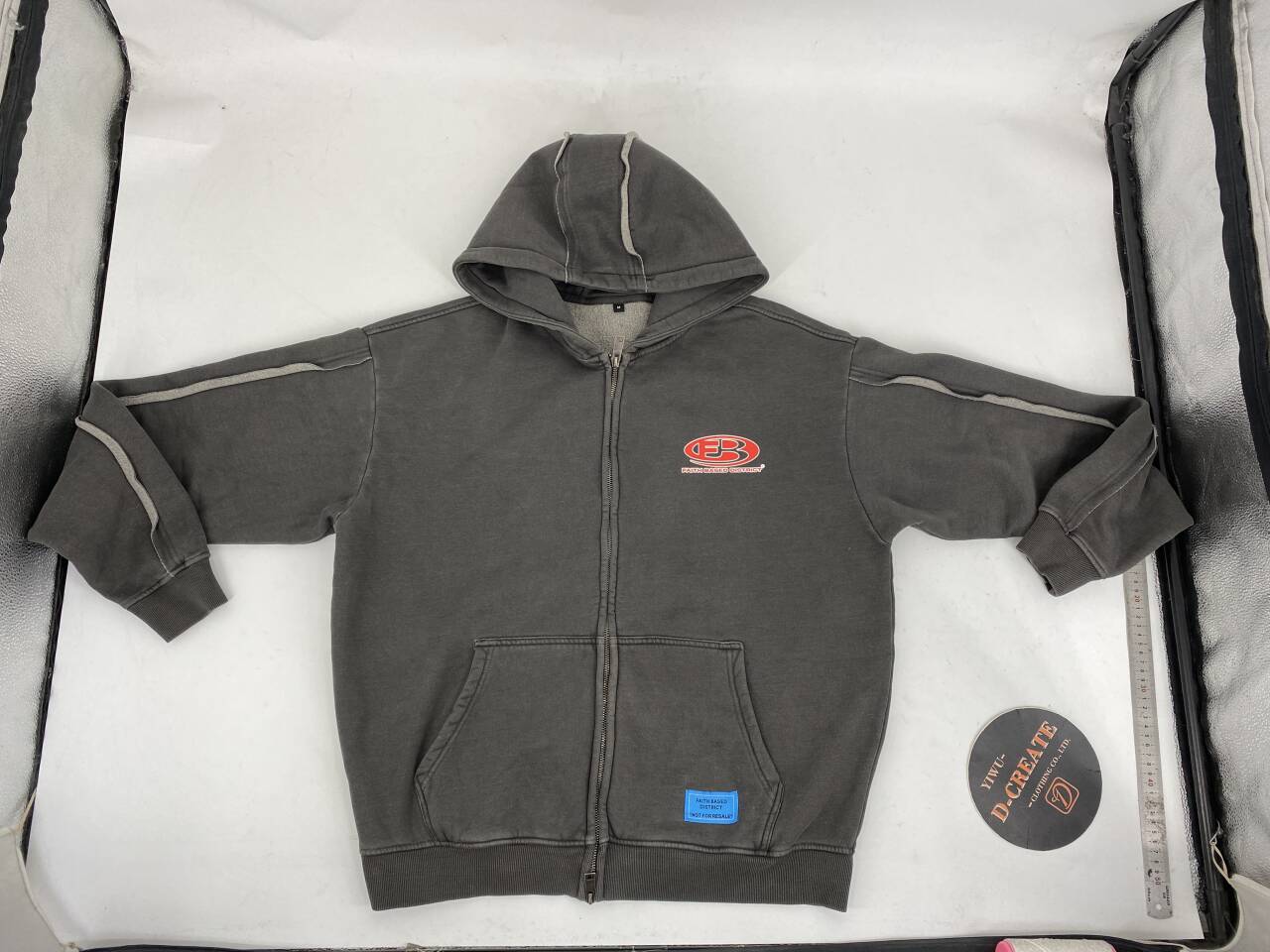 Custom Printed Reversible Stitch Pullover Sweatshirt French Terry Heavyweight Distressed Acid Wash  Washed Men Hoodie