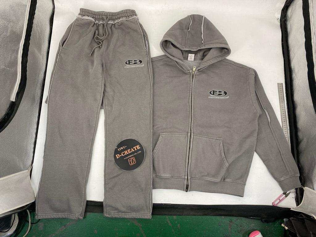 Custom Printed Reversible Stitch Pullover Sweatshirt French Terry Heavyweight Distressed Acid Wash  Washed Men Hoodie