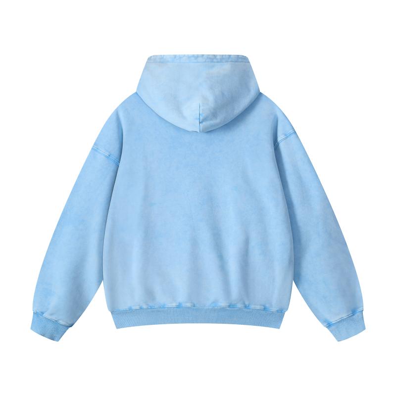 American Style Fashion Hoodies 100% Cotton Pure Cotton Heavyweight Washed Water Washed Snowflake Wax Printed Pullover Shirt