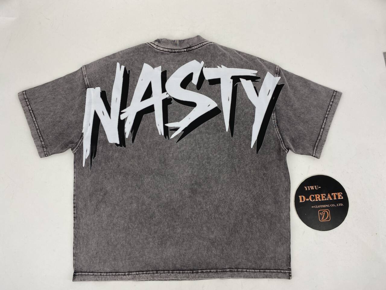 acid wash t shirt with big print