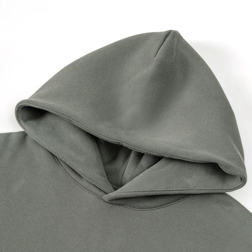 Wholesale 350 Grams Thermal Fleece Hoodie and Sweatpants Sets Custom Men's Streetwear No String Hoodie Set