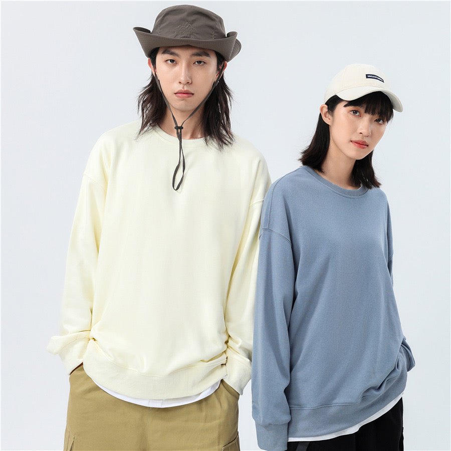Customize Your Own Exclusive Design Unisex Pure Cotton Pullover with Loose Shoulder and Round Neckline Autumn and Winter Style