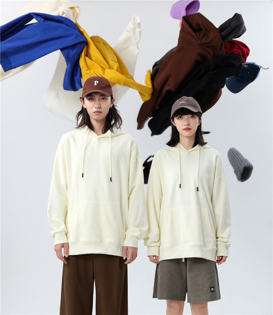 Wholesale Blank Pullover Drop Shoulder High Quality Custom Plus Size 100% Cotton Pure Color Fashion Mens Hoodies and Sweatshirts