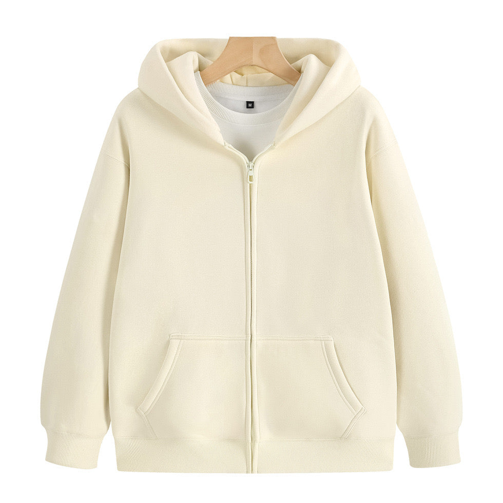 Custom 500 Grams Heavyweight Zipper up Hooded Sweatshirt Casual Fashion Style Pullover Hoodie Plus Size Streetwear Plain in Bulk