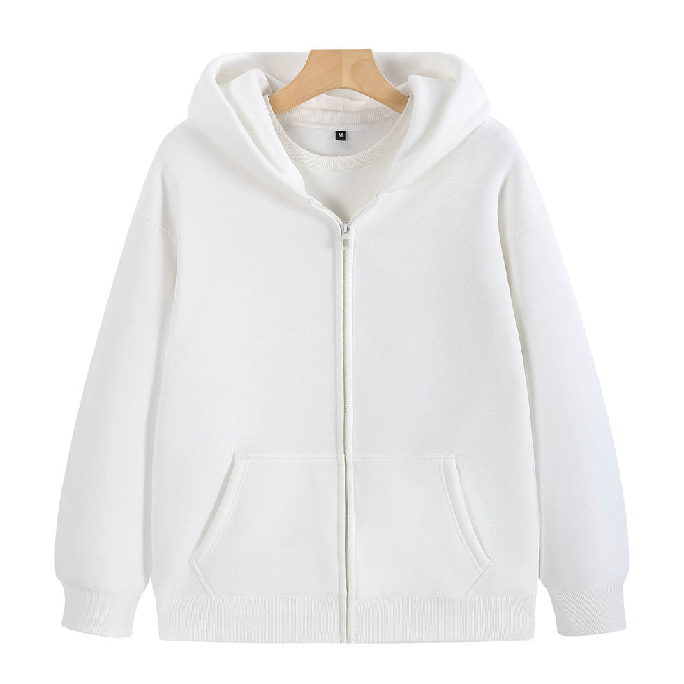 100% Cotton Heavyweight Full Zip up Custom Puff Printing High Quality Drop Shoulder Blank Streetwear Wholesale Hoodies