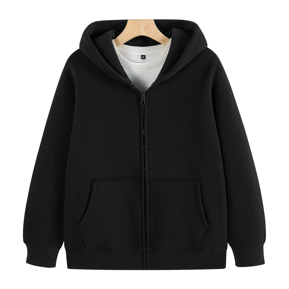 100% Cotton Heavyweight Full Zip up Custom Puff Printing High Quality Drop Shoulder Blank Streetwear Wholesale Hoodies