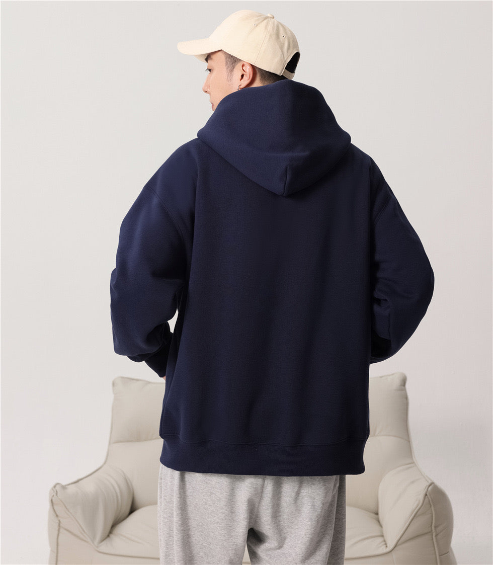 100% Cotton Heavyweight Full Zip up Custom Puff Printing High Quality Drop Shoulder Blank Streetwear Wholesale Hoodies