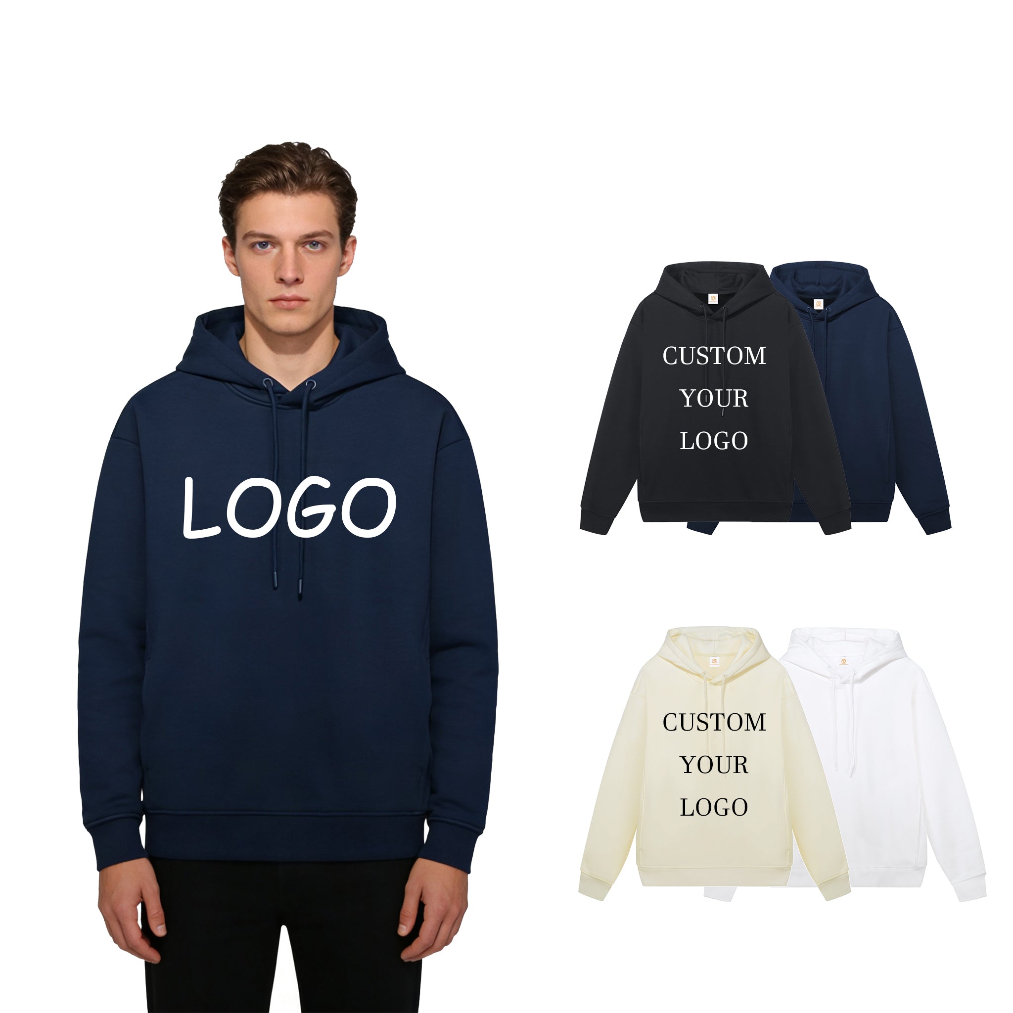 600G Heavyweight Loose Fleece Blank Pullover Custom Streetwear Puff Print Drop Shoulder Blank Hoodies High Quality