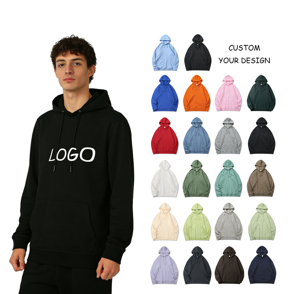 2025 New Mens 100% Cotton 500gsm Blank Oversized Men's Hoodies Custom Puff Printing Logo Plus Size Unisex Pullover Hoodie