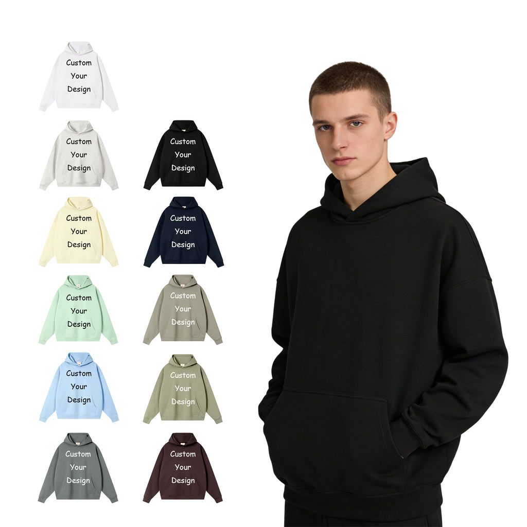 Wholesale Custom French Terry Wireless Drop Shoulder High Quality Blank Distressed Embroidery Hoodis with logo