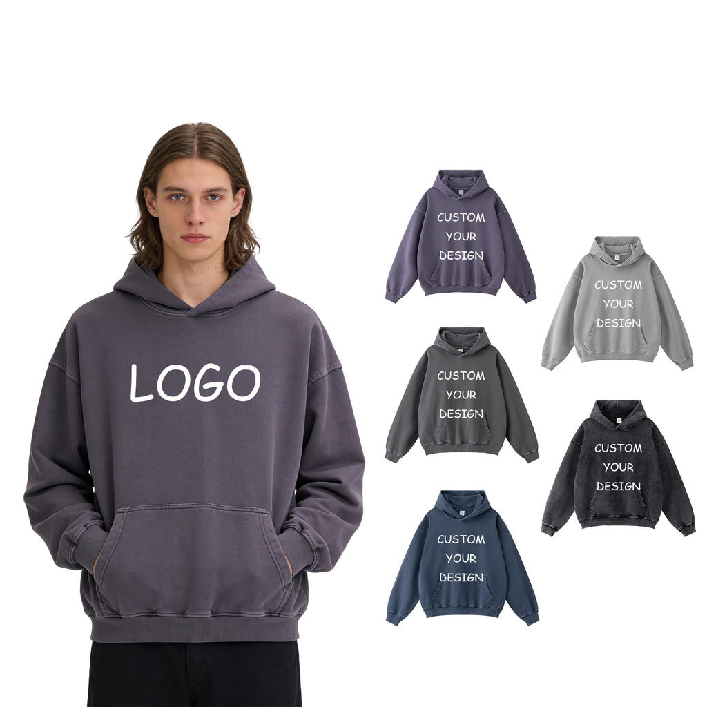 Custom Men's Heavyweight 100% Cotton Fashion Washed Vintage Thick Custom Embroidery Broken Heavyweight Hoodie Manufacturers