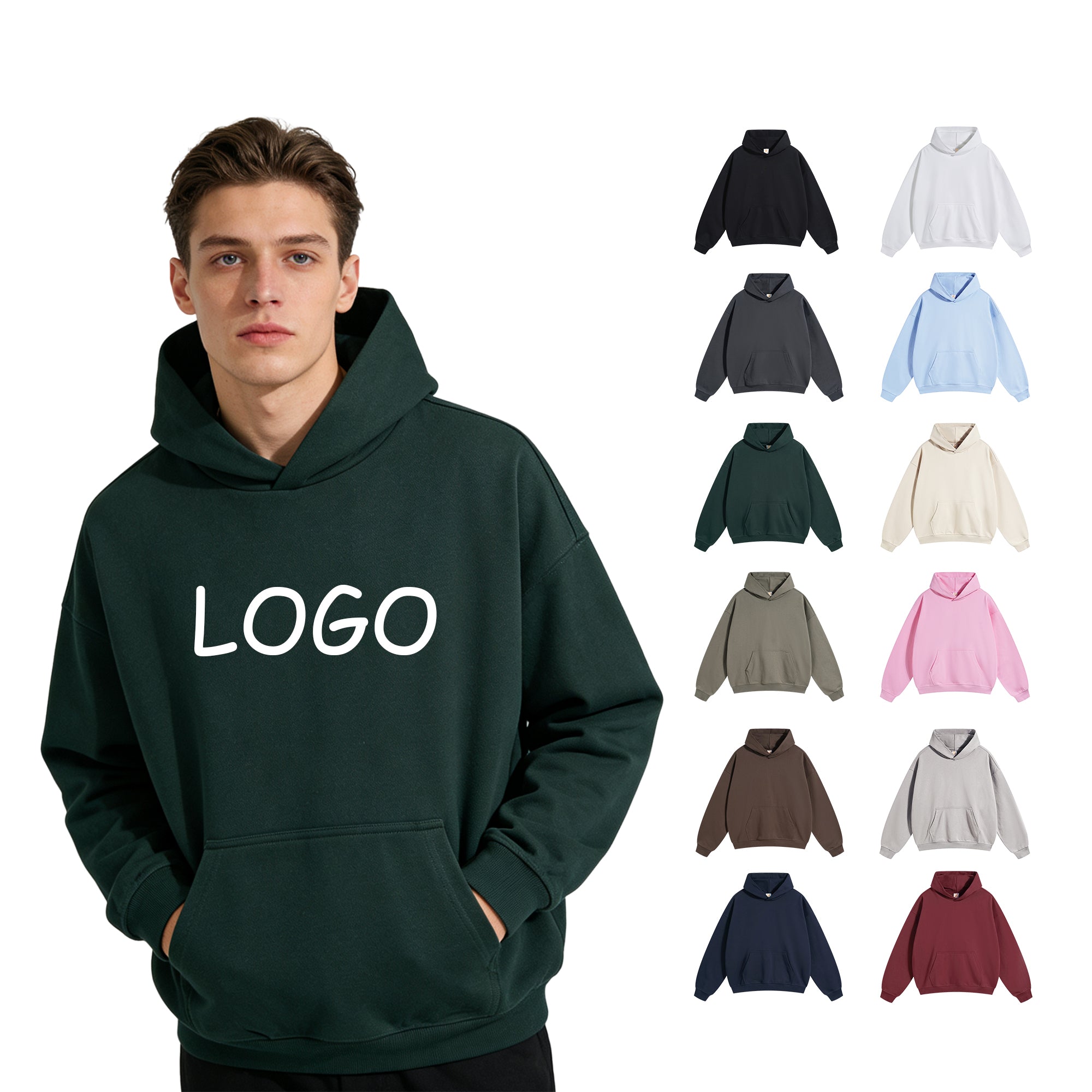 Heavyweight Sublimation French Terry Polyester and Cotton Streetwear High Quality Blank Pullover Oversized Hoodies