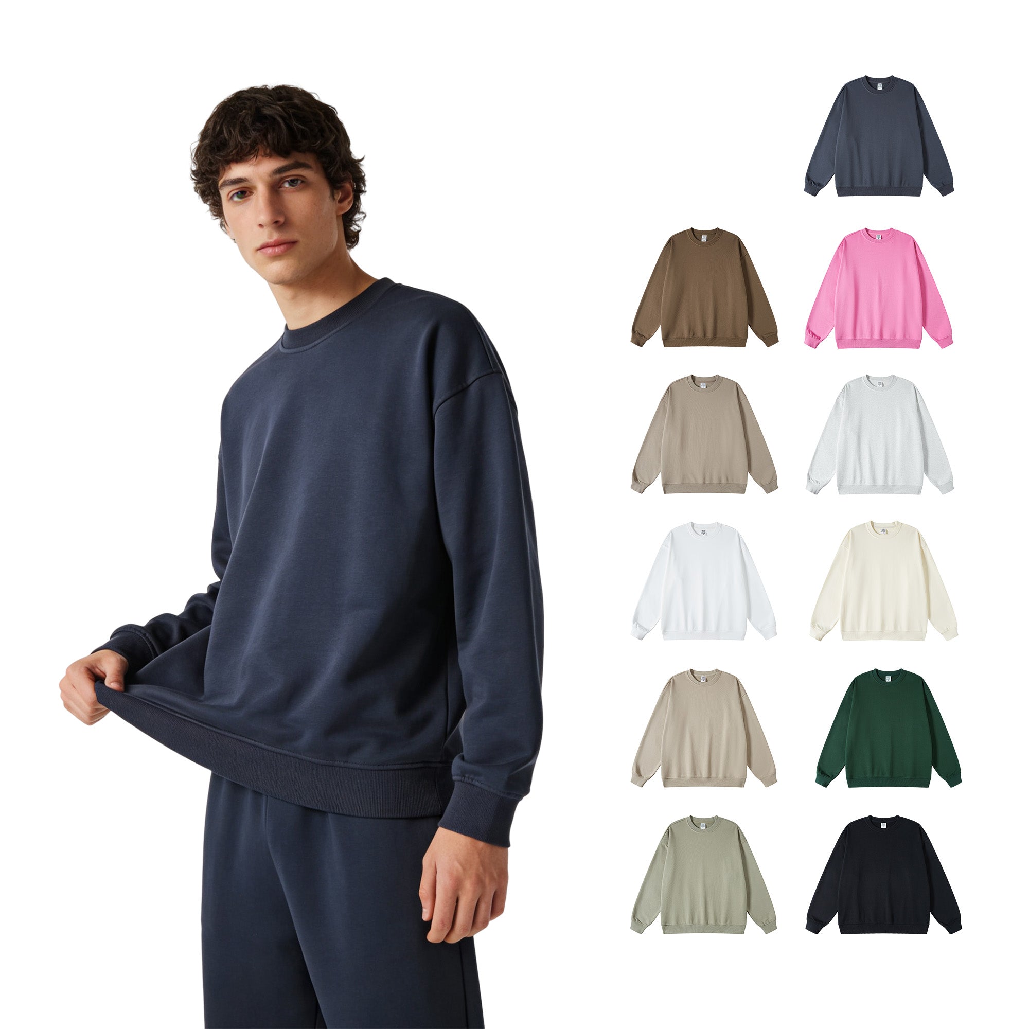 450G Heavyweight Wireless Round Neck Multicolored High Quality Custom Puff Print Blank Pullover Heavyweight Hoodie