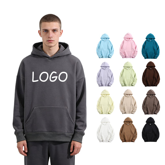 Heavyweight Oversized Drop Shoulder Fleece High Quality Multicolored Blank Screen Printed Hoodies Wholesale