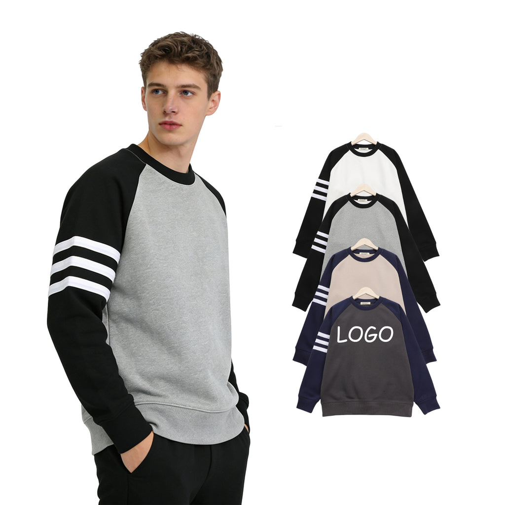 Custom Round Neck Hoodies Loose Heavyweight Thick Patchwork Color-blocked Base Screen Printed Streetwear Wholesale Hoodies