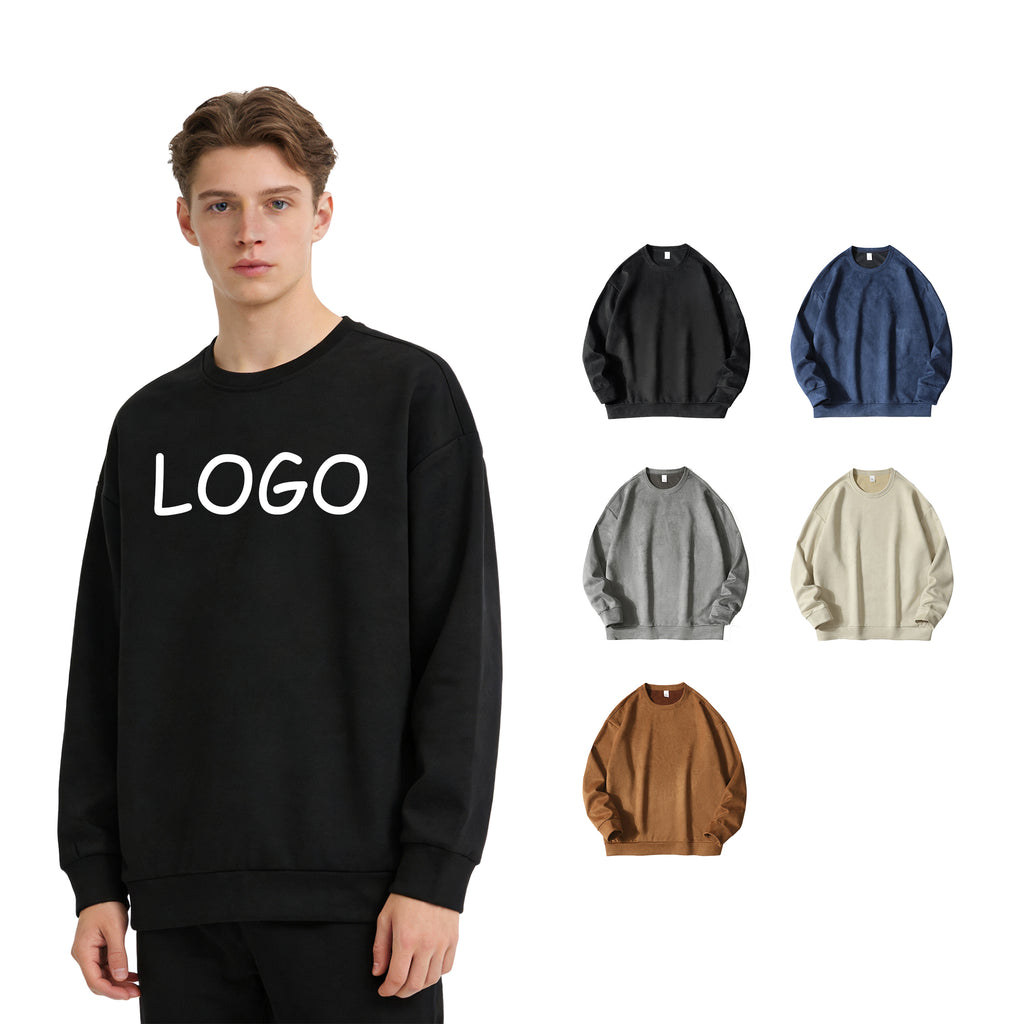 Plus Size Streetwear Drop Shoulder High Quality Blank Pullover Round Neck Fleece Pure Color Hoodies High Quality