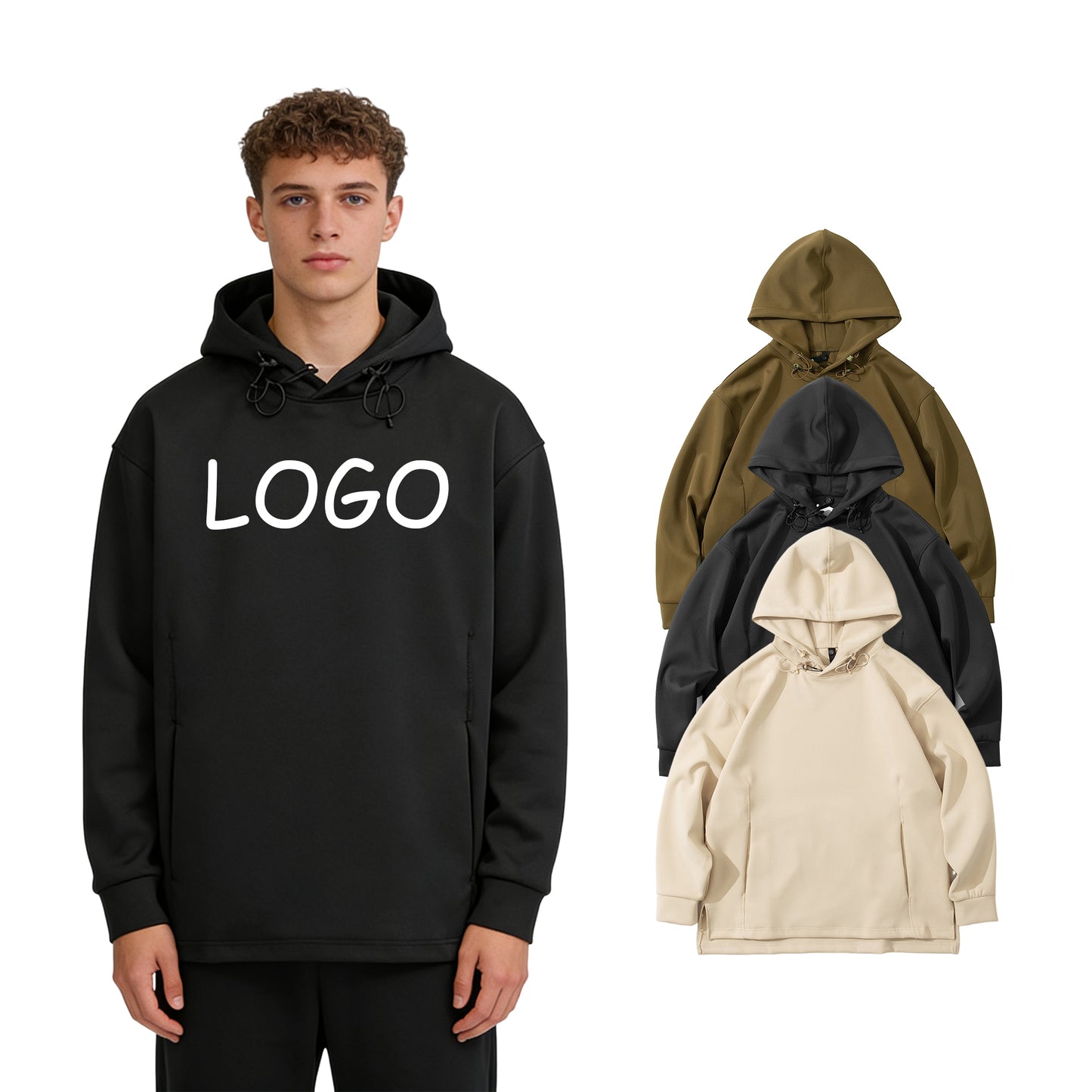 Men's Hoodies Plus Size High Quality Streetwear Loose Distressed Embroidery Fashion Custom Puff Print Hoodie