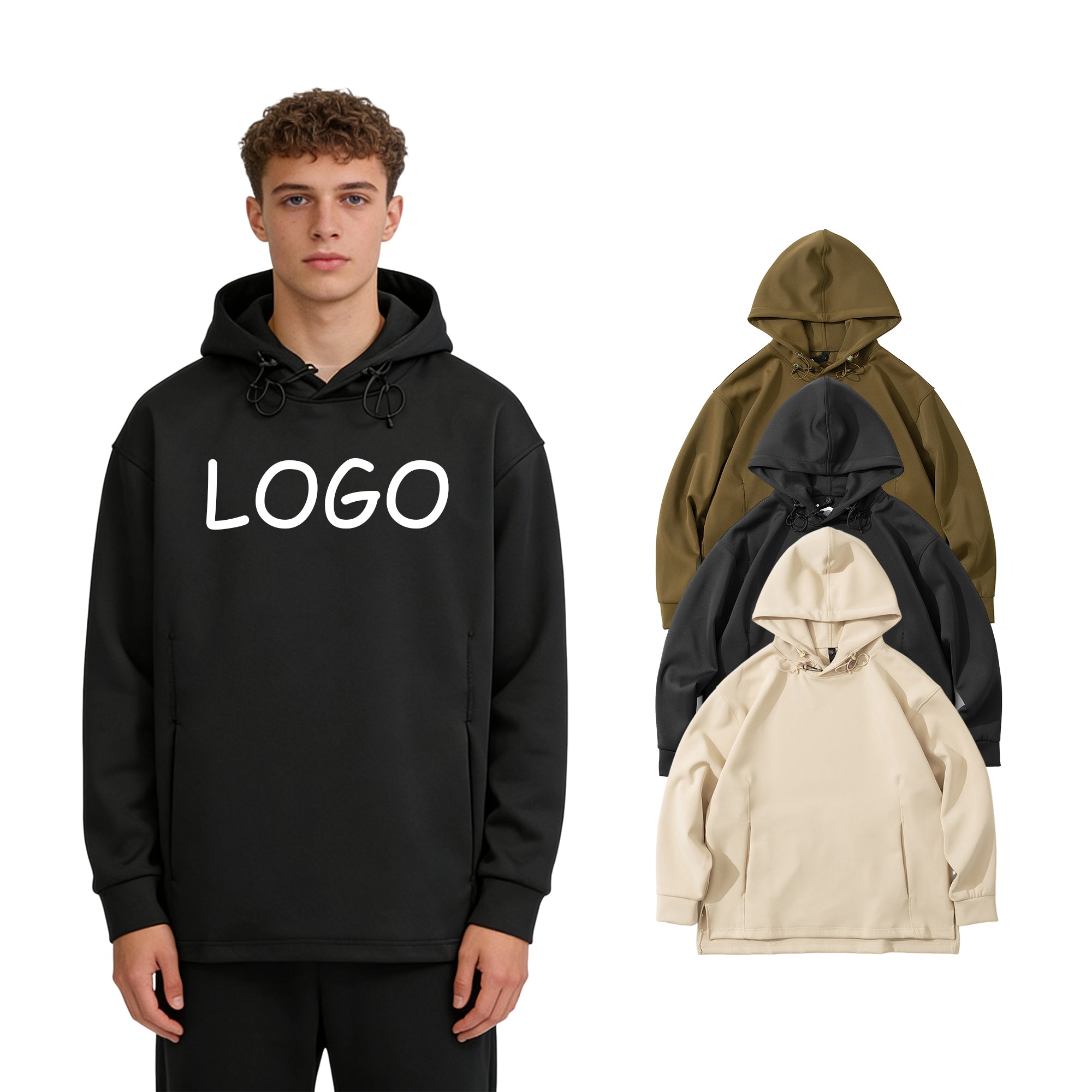 Men's Hoodies Plus Size High Quality Streetwear Loose Distressed Embroidery Fashion Custom Puff Print Hoodie