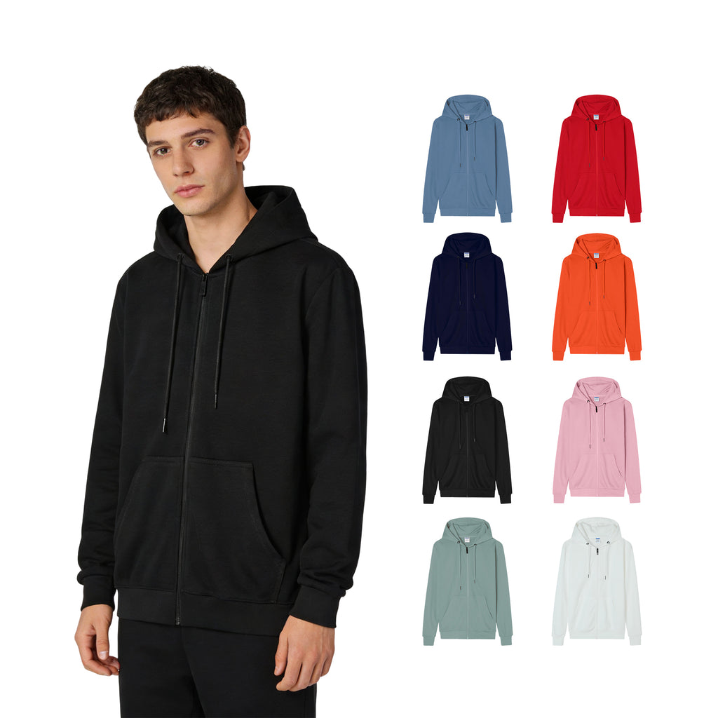 Wholesale Plus Size Custom Blank Full Zip Cotton Heavyweight Puff Printing Oversized Fashion Hoodies High Quality