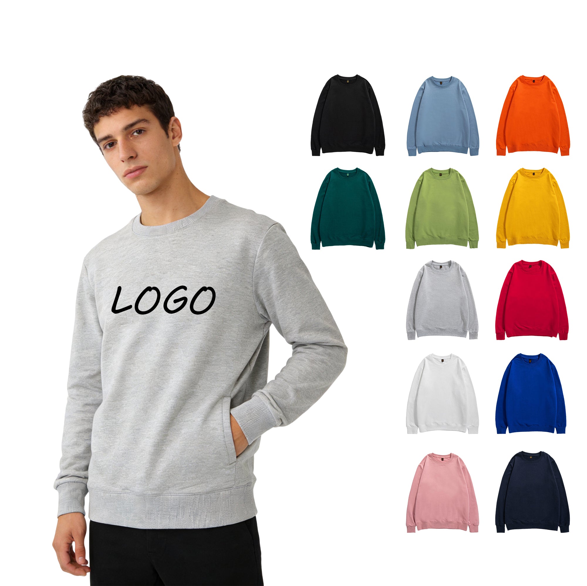 Plus Size Heavy Cotton High Quality Round Neck Pure Color Custom Blank Terry Heavyweight Drop Shoulder Hoodie