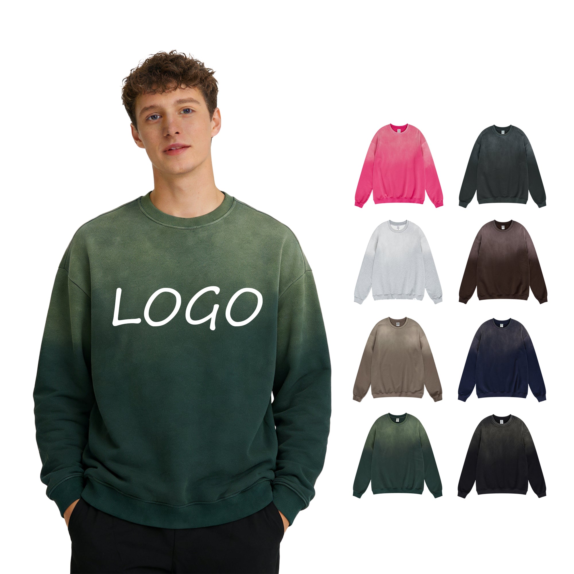 Oversized Fleece Custom French Terry Acid Wash Vintage Round Neck High Quality Heavy Cotton Fashion Pullover Winter Hoodies Men