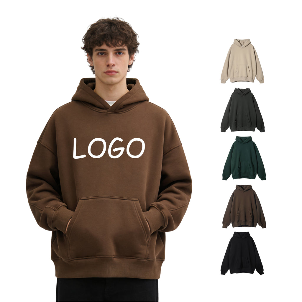 Wholesale Blank Pullover Custom Wireless Fleece Oversized Puff Printing High Quality Pure Color Streetwear Fashion Hoodie