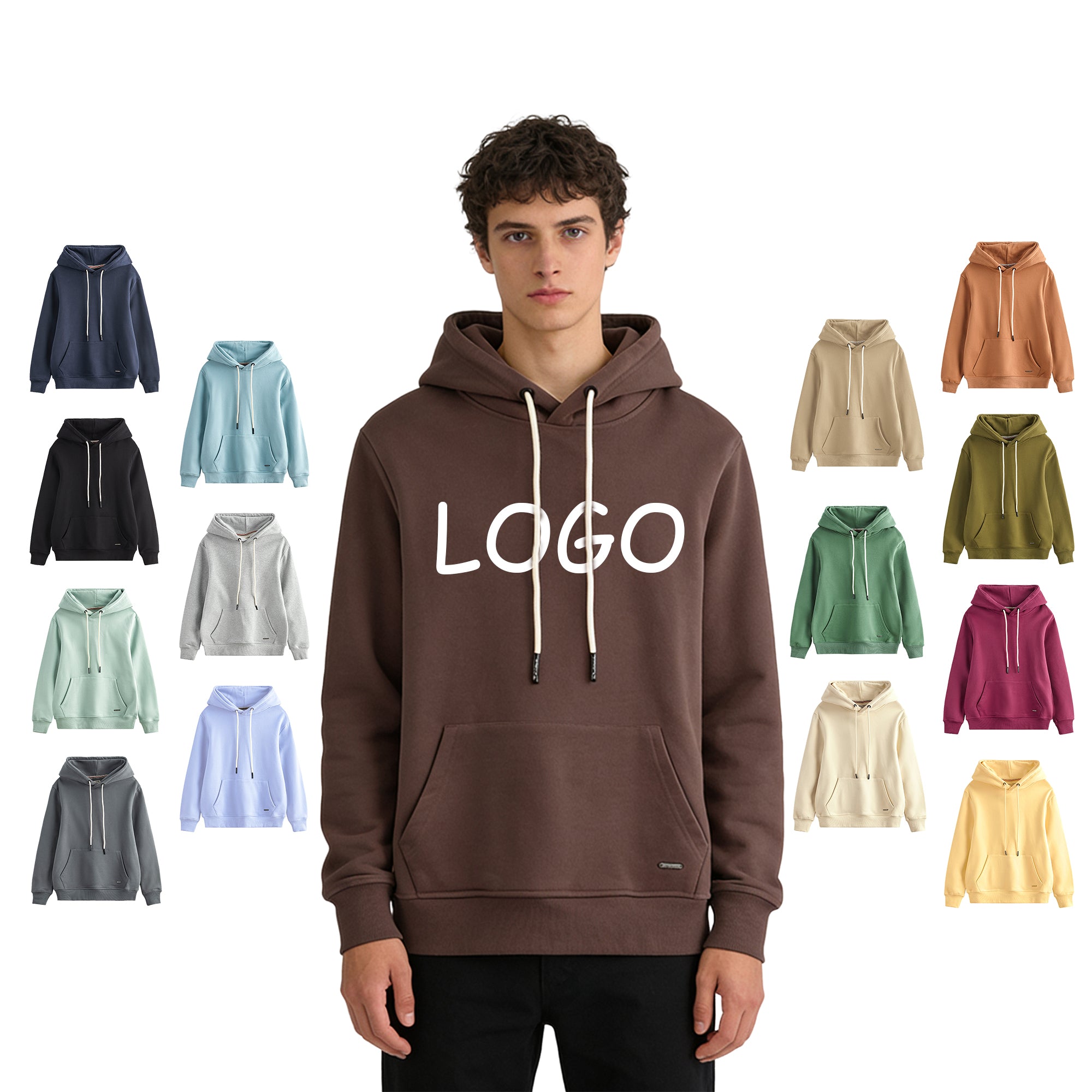 100% Cotton Multicolored Fleece Custom Streetwear Pure Color Hot Sell Drop Shoulder High Quality Wholesale Pullover Hoodies Men