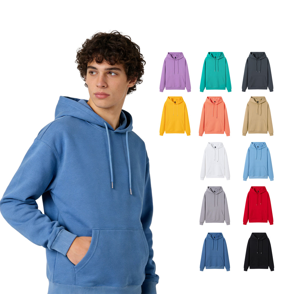 Hot Selling Fashion Pure Color High Quality Blank Pullover Distressed Embroidery Heavyweight Drop Shoulder Wholesale Hoodies