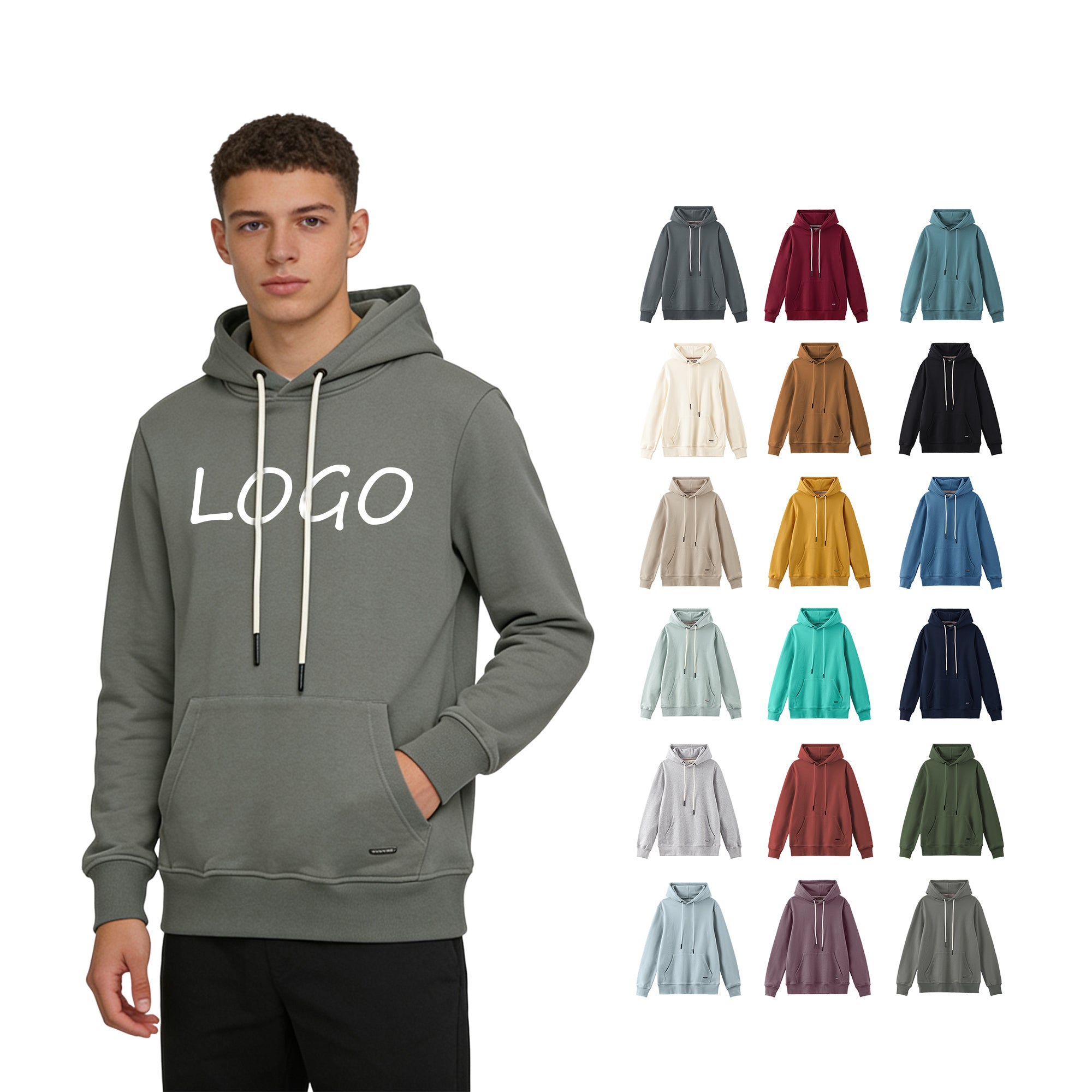 Custom Oversized Heavyweight Unisex High Quality Heavy Cotton Drop Shoulder Blank Pullover Screen Printed Fashion Hoodie